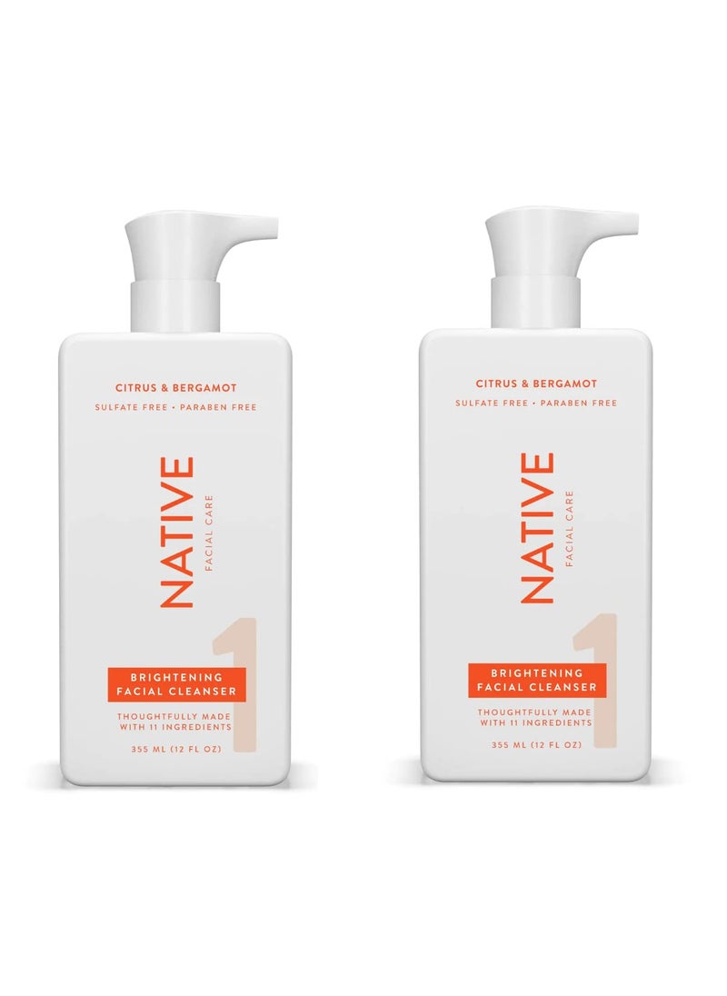 native Native Brightening Face Wash Spa Day Every Day Facial Cleanser 2 Pack  Daily Face Cleaner for Radiant and Bright Skin Citrus  Bergamot 12 fl oz 