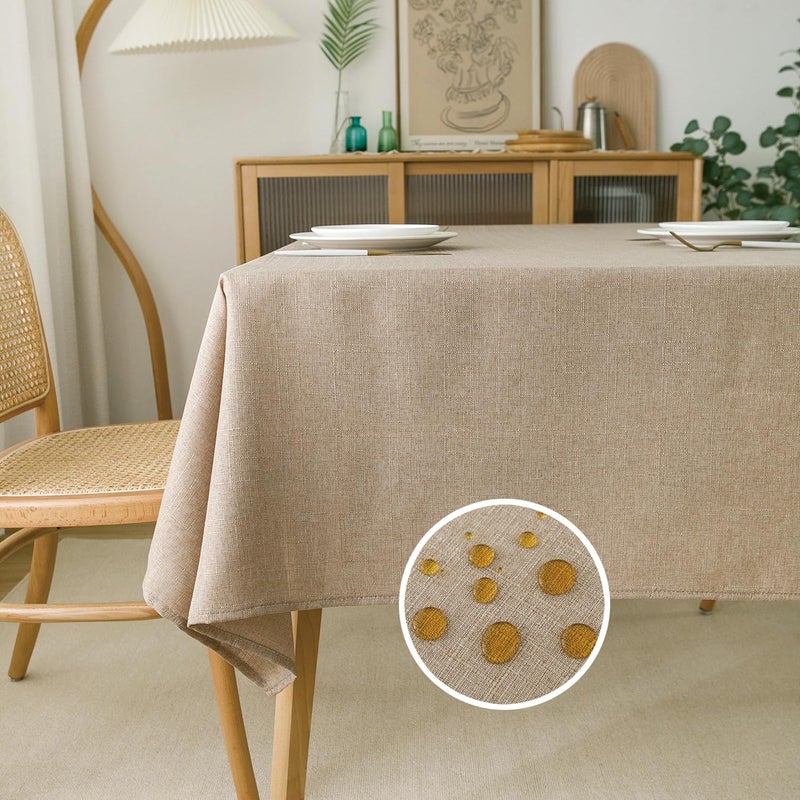 NLMUVW Linen Tablecloth 84 Inch for Rectangle Burlap Textured Table Cloth Water Resistant Farmhouse Rustic Table Cover for Kitchen Dining Coffee 54 x 84 Inch