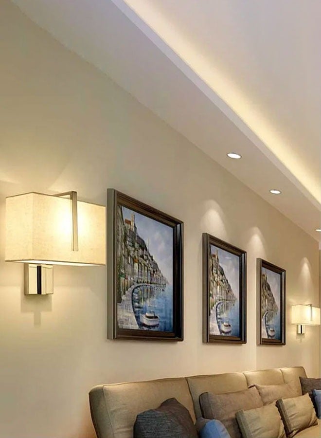 إنارة سيرة ابليك فندقي شيد مستطيل بيج فريم كروم ضلع فضي BJ051 - Image 2