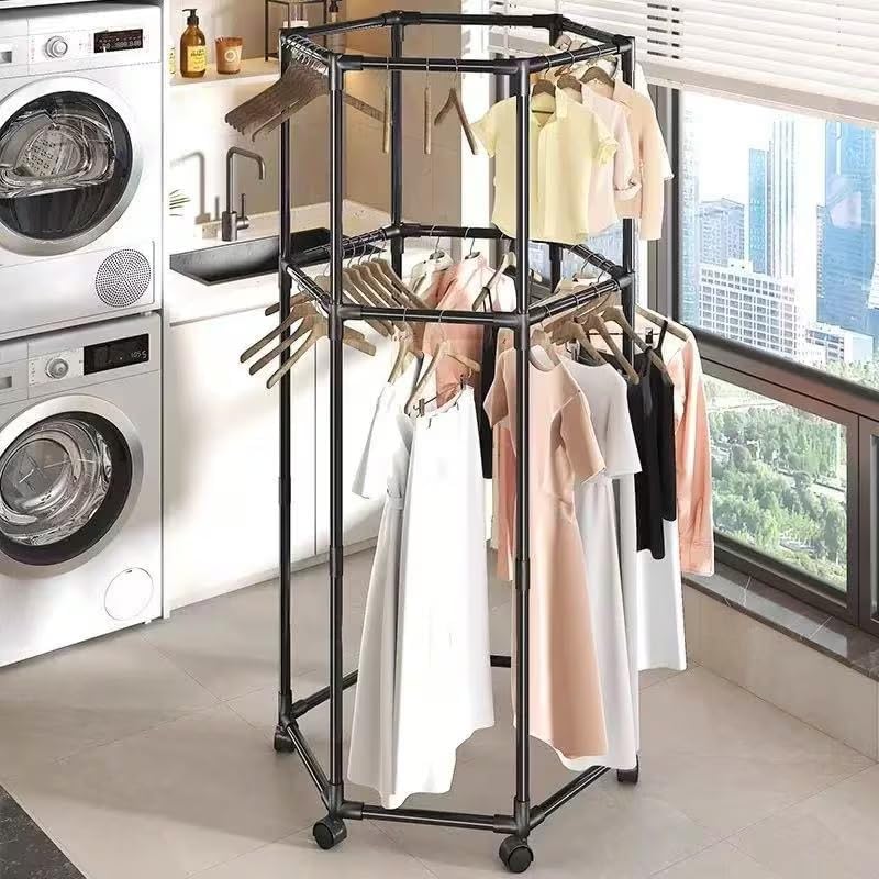 Ozoy Metal Multifunctional Garment Stand Cloth Rack Freestanding Storage Organizer with Bottom Shelves Single Pole Coat Hanger - 150 x 110 x 40 CM (WHITE#) - Image 3