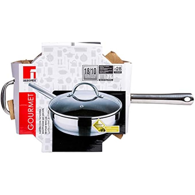 BERGNER Bg9847 Gourmet Fry Pan With Glass Lid Silver 28 Cm Stainless Steel - Image 2