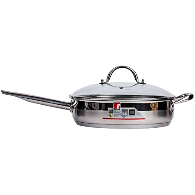 BERGNER Bg9847 Gourmet Fry Pan With Glass Lid Silver 28 Cm Stainless Steel - Image 3