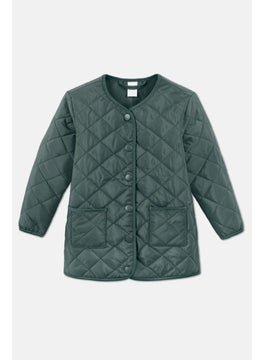 Tchibo Toddlers Girl Quilted Long Sleeve Jacket, Olive  - Image 2