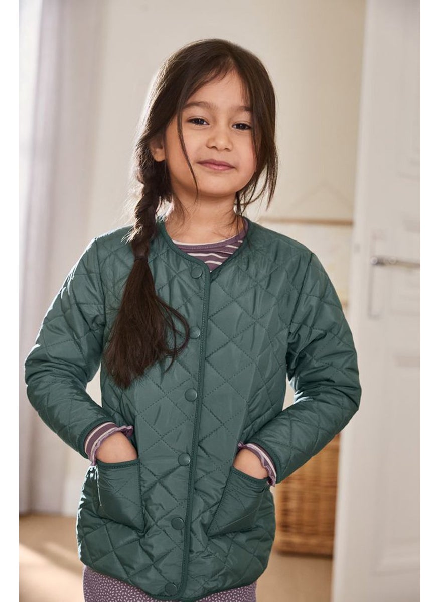 Tchibo Toddlers Girl Quilted Long Sleeve Jacket, Olive  - Image 1