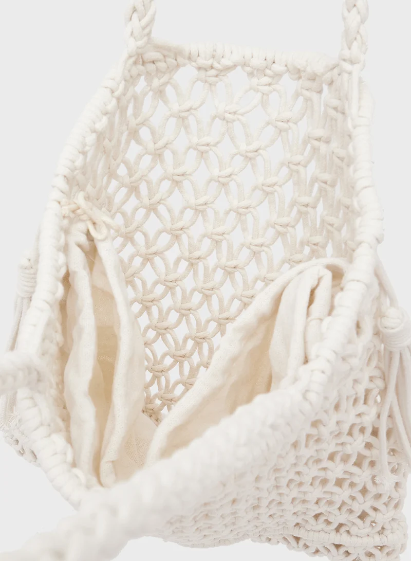 جينجر Raffia Woven Structured Tote