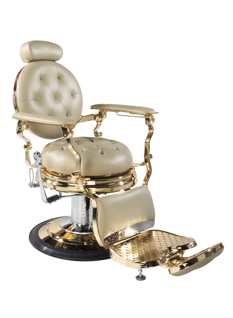 vintage Set of 2 Stylish Burgundy Leather Barber Chairs with Shampoo Bowls, Featuring Tufted Design and Hydraulic Bases. - Image 2
