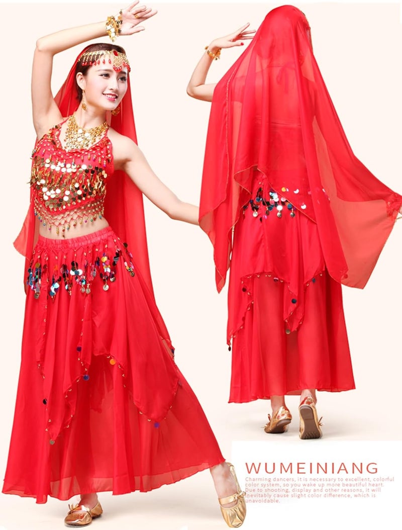 ORIDOOR Women's Belly Dance Dress Crop Sequin top Chiffon Dress Halloween Dress - Image 4
