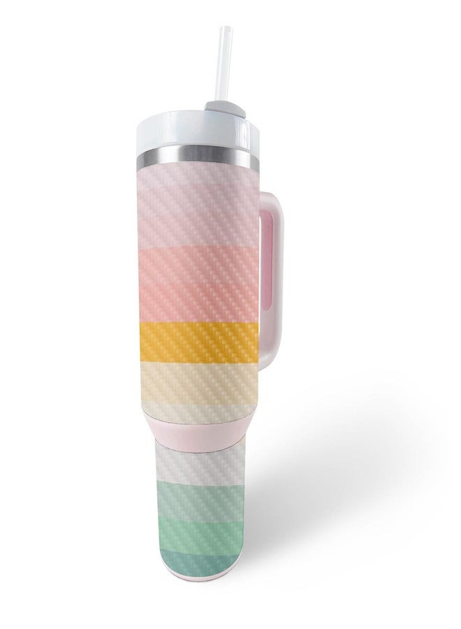 MIGHTY SKINS MightySkins Carbon Fiber Skin Compatible with Stanley The Quencher H2.0 FlowState 40 Oz Tumbler - Horizon Stripes | Protective, Durable Textured Carbon Fiber Finish | Easy to Apply - Image 1
