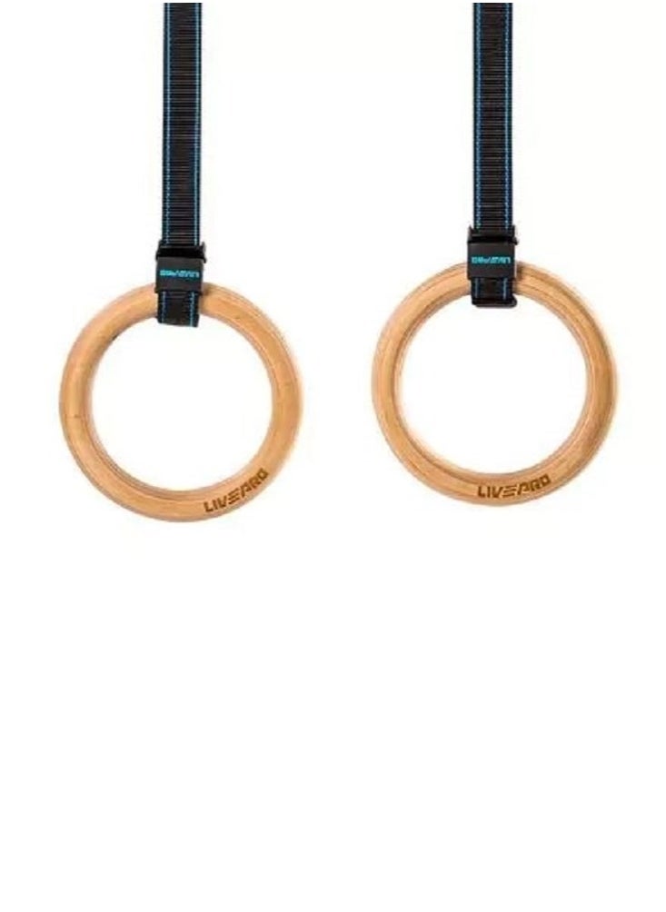 LivePro Gym Rings Wood Gymnastic Ring Straps Heavy Duty Gym Equipment for Cross Training Workout Strength Training Gymnastics Fitness Pull Ups And Dips  - Image 3