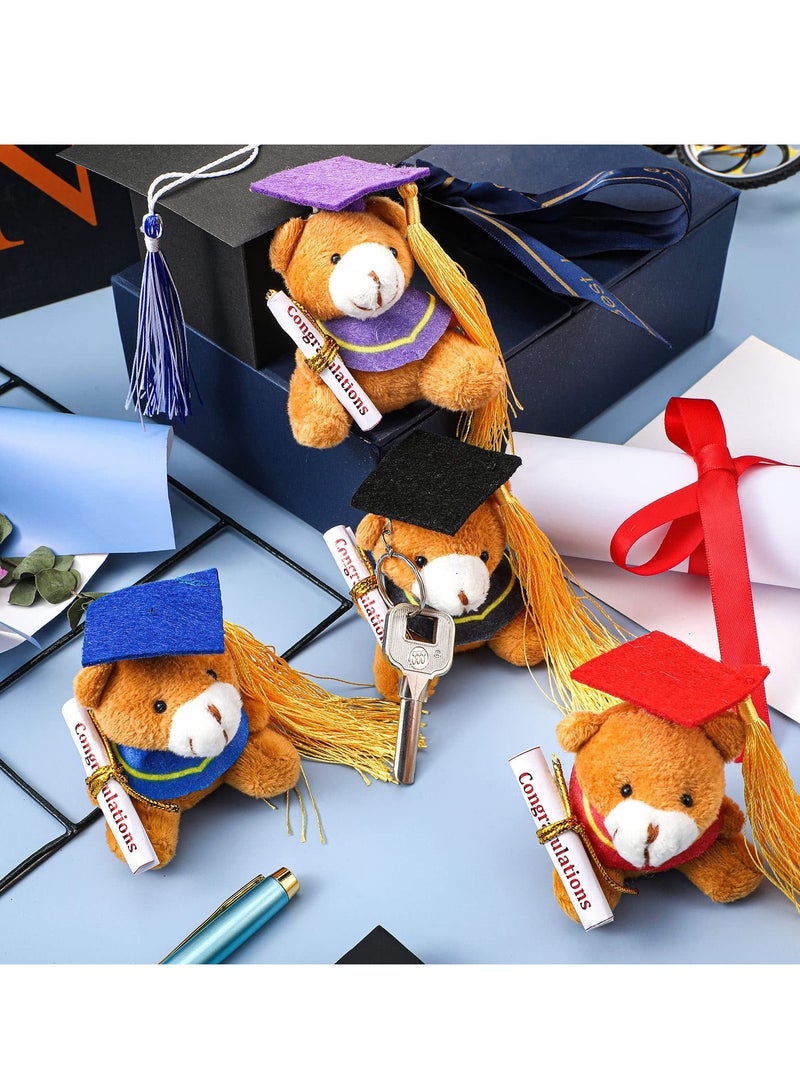 Mini Graduation Bear Toy,2.76 Inch Class of Tiny Bear Mini Stuffed Animals Plush Grad Bear Keychain Graduation Gift DIY Party Favors  for College High School Kindergarten (12 Pcs) - Image 5