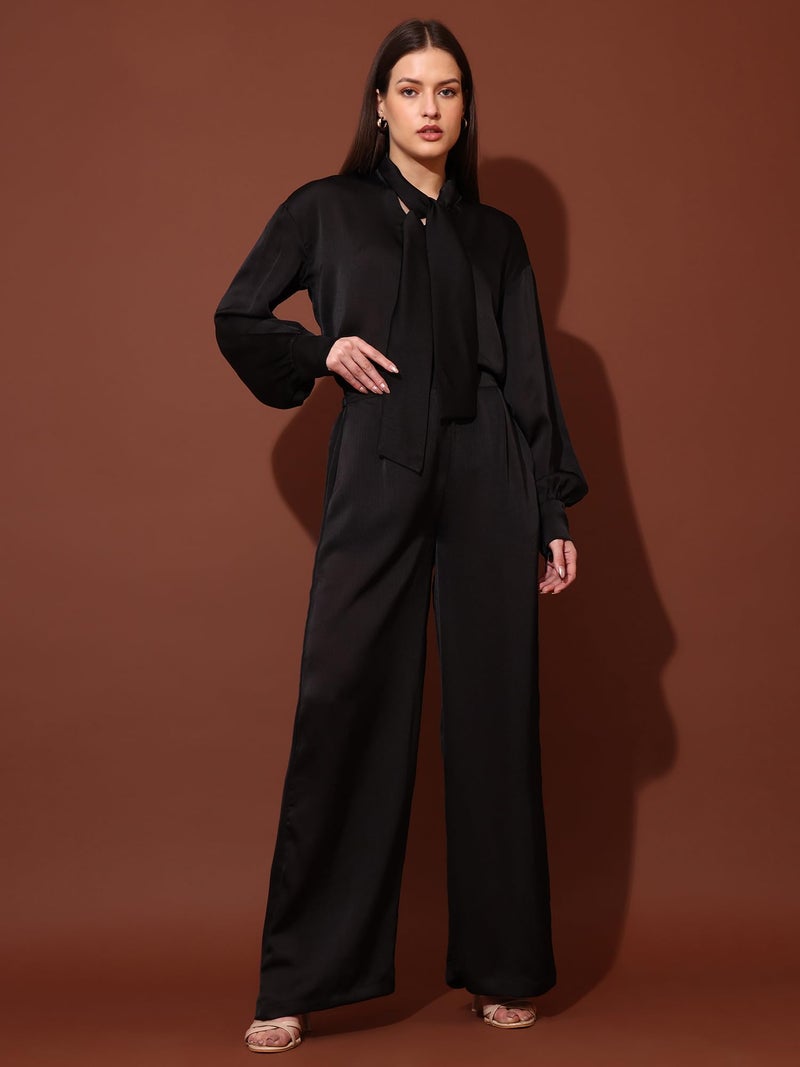 PURVAJA Women’s Midi Satin Black Co-Ords(Razy-046-L) - Image 4