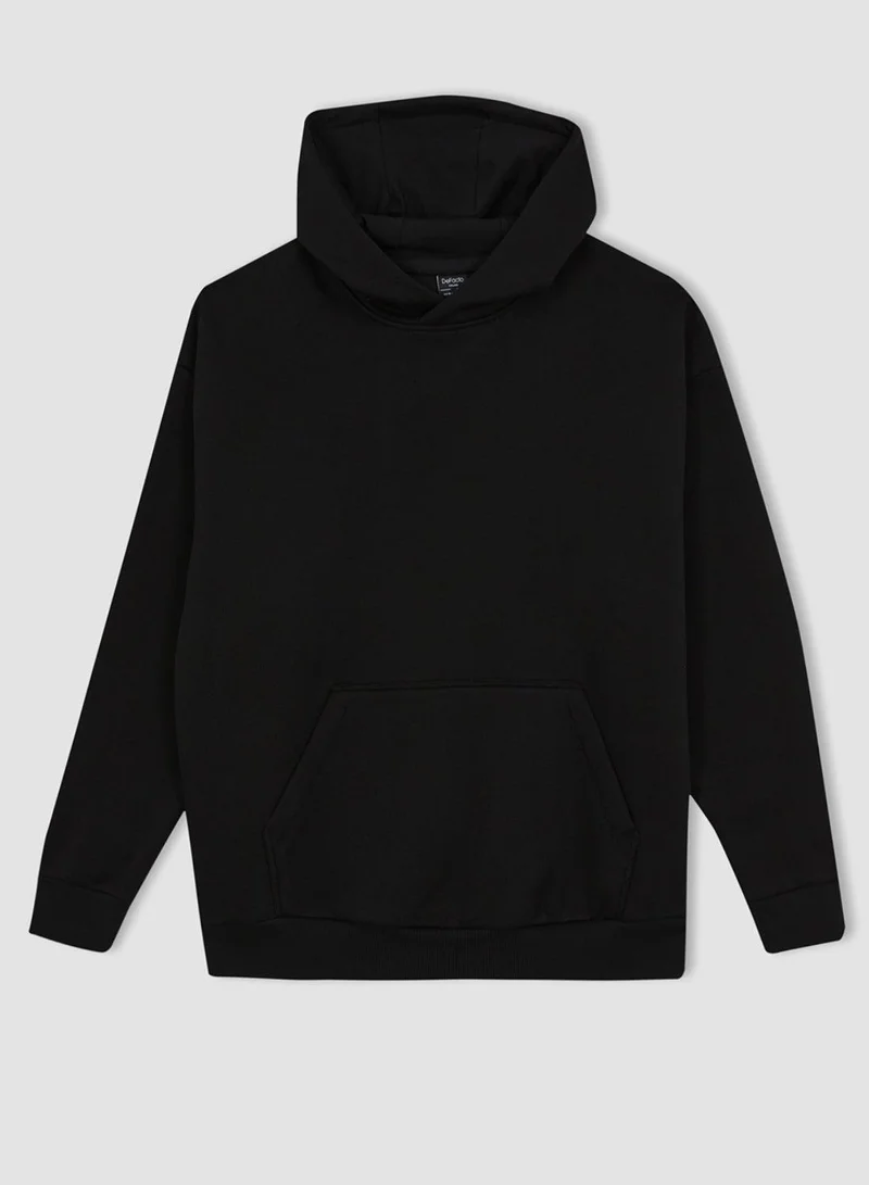 DeFacto Oversized Fit Hooded Basic Sweatshirt