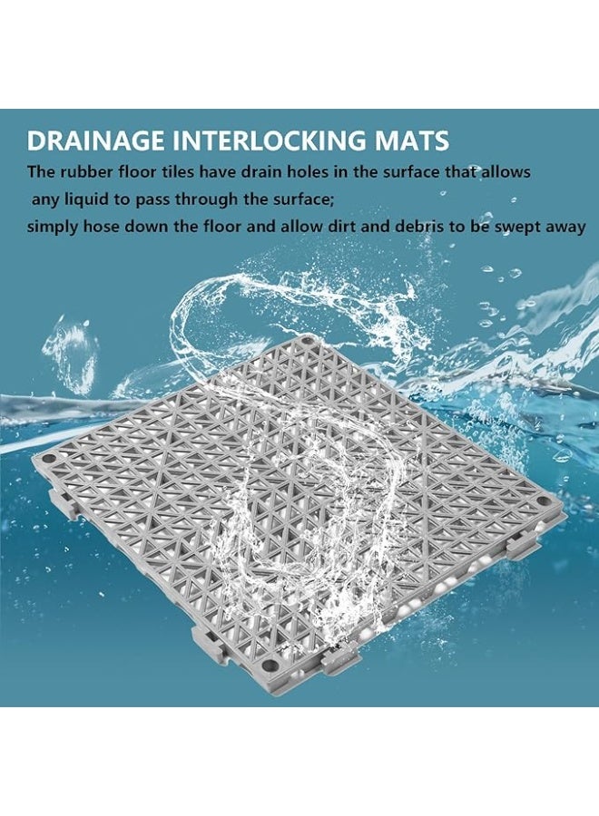 DUNISO 12 Pcs Drainage Interlocking Floor Tiles, PVC Splicing Modular Cushion Mats, Square Splicing Rubber Floor Tiles with Holes，Non-slip，Sturdy and Durable，for Shower Basement Garage Shed，12” x 12”，Grey - Image 5