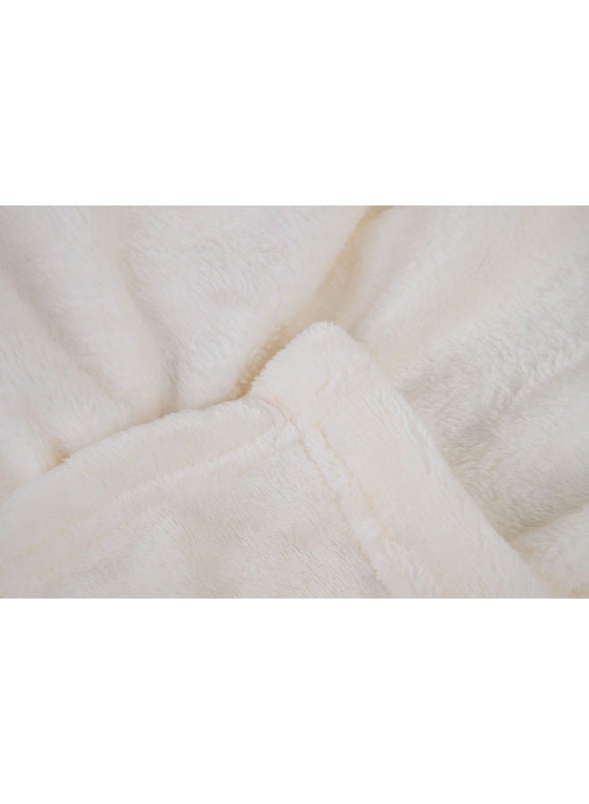 منترا بطانية خفيفة الوزن للسرير والأريكة 250 جرام لكل متر مربع مصنوعة من الألياف الدقيقة الممتازة فائقة النعومة باللون الكريمي 152 × 203 سم. - Image 3