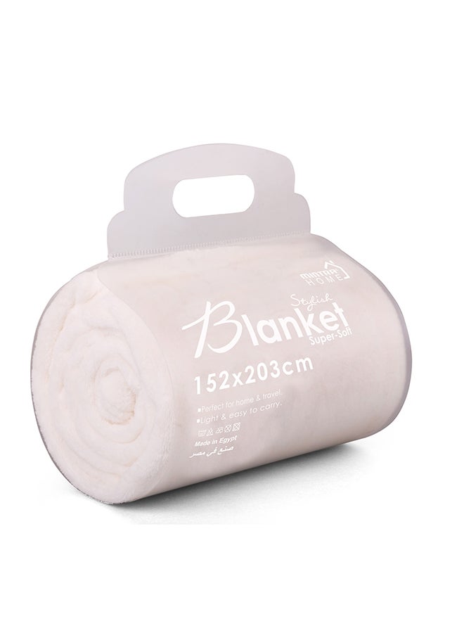 منترا بطانية خفيفة الوزن للسرير والأريكة 250 جرام لكل متر مربع مصنوعة من الألياف الدقيقة الممتازة فائقة النعومة باللون الكريمي 152 × 203 سم. - Image 1