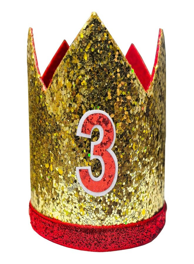 CHuangQi 3rd Birthday Party Glitter Hat for Boys & Girls, 3 Theme Party Crown, Birthday Photo Props - Image 1