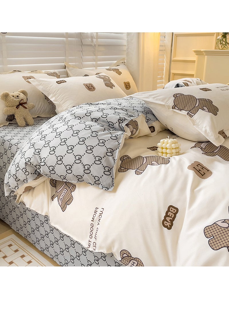 Sharpdo 4-Piece Set Bedding Modal Quilt Cover Set with 1 Quilt Cover 1 Sheet and 2 Pillowcases 1.5m Bed (160x210cm)  - Image 3