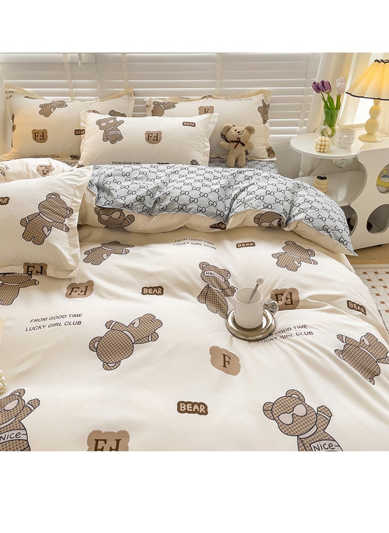 Sharpdo 4-Piece Set Bedding Modal Quilt Cover Set with 1 Quilt Cover 1 Sheet and 2 Pillowcases 1.5m Bed (160x210cm)  - Image 4