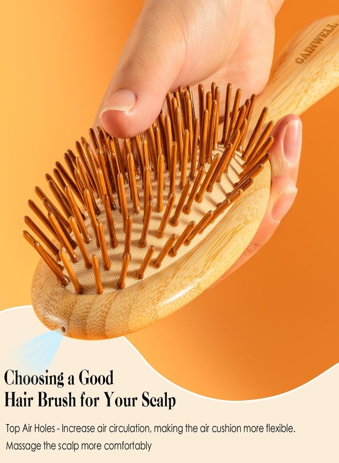 GAINWELL Hair Brush for Hair Growth, Bamboo Bristles Detangling Wooden Paddle Hair Brush for Massaging Scalp, All Hair Types Women Men Kids, Ergonomic Handle, Pointed Bristle - Image 3