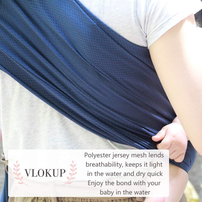 Vlokup Baby Water Ring Sling Carrier | Lightweight Breathable Mesh Baby Wrap For Infant  Newborn  Kids And Toddlers | Perfect For Summer  Swimming  Pool  Beach | Great For Dad Too Blue - Image 4