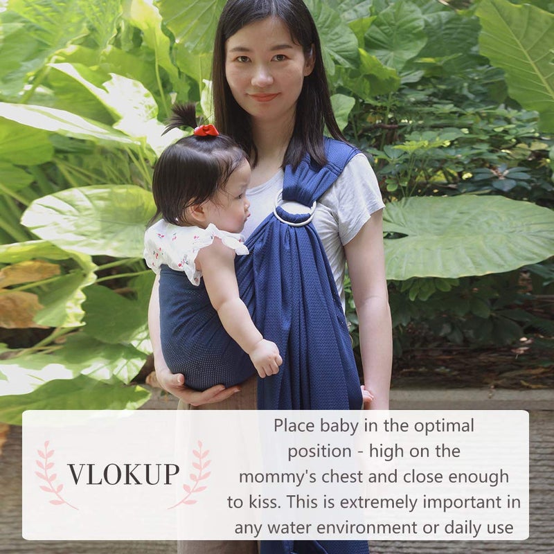 Vlokup Baby Water Ring Sling Carrier | Lightweight Breathable Mesh Baby Wrap For Infant  Newborn  Kids And Toddlers | Perfect For Summer  Swimming  Pool  Beach | Great For Dad Too Blue - Image 5