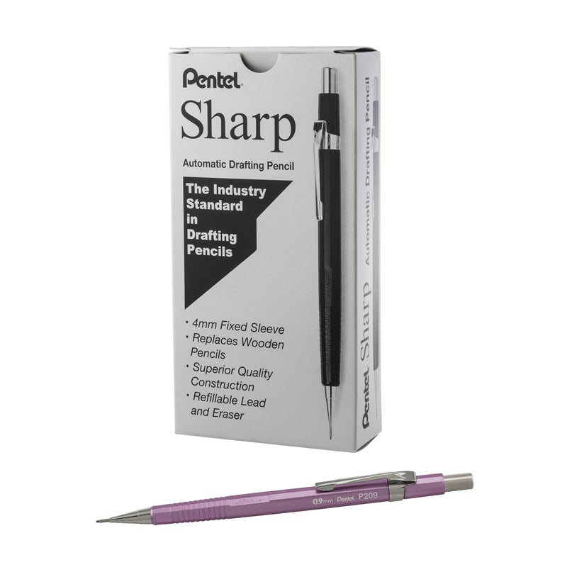 Pentel Sharp Mechanical Pencil 09mm Metallic Pink Barrel Box of 12 P209MP - Image 2