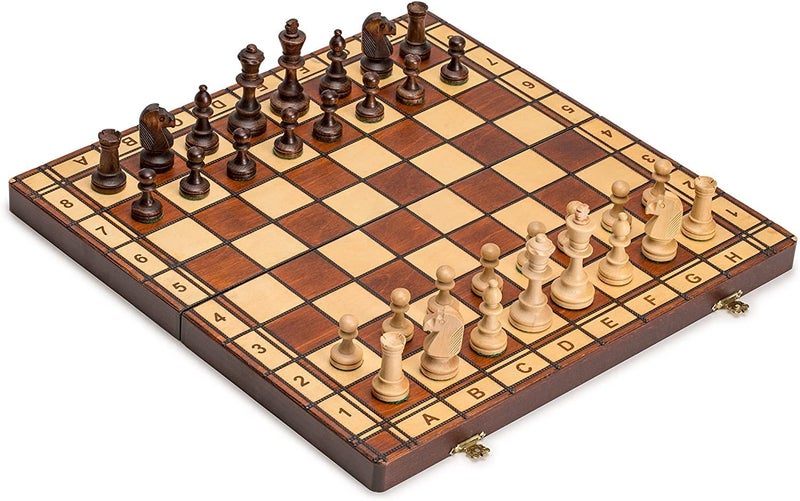 Wegiel Handmade Jowisz Professional Tournament Chess Set  Wooden 16 Inch Folding Board with Felt Base  Hand Carved Chess Pieces  Compartment Inside The Board to Store Each Piece - Image 2