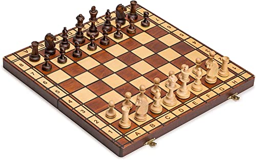 Wegiel Handmade Jowisz Professional Tournament Chess Set  Wooden 16 Inch Folding Board with Felt Base  Hand Carved Chess Pieces  Compartment Inside The Board to Store Each Piece - Image 1