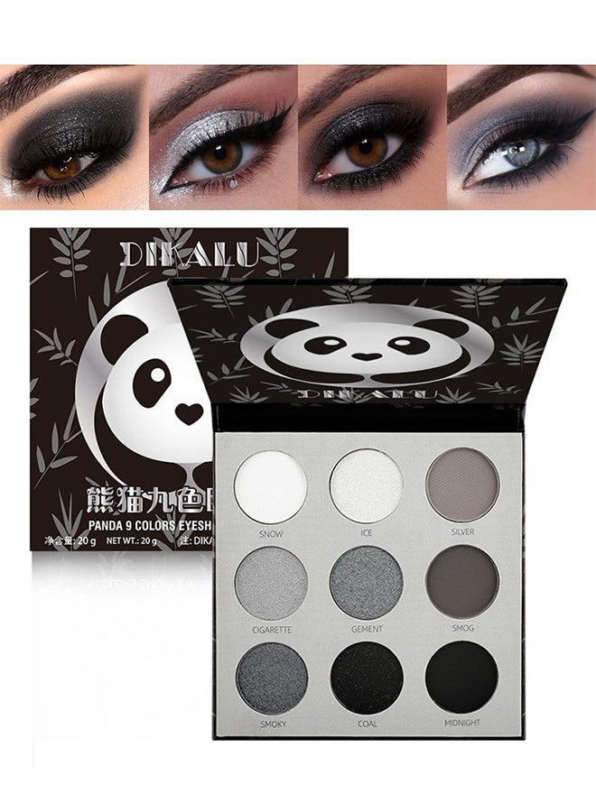 ديكالو باليت ظلال عيون باندا 9 ألوان، باليت ظلال عيون سوداء بأحجار كريمة، ألوان مطفية وبراقة ذات تصبغ عالي، قابلة للدمج، تدوم طويلاً ومقاومة للماء - Image 1