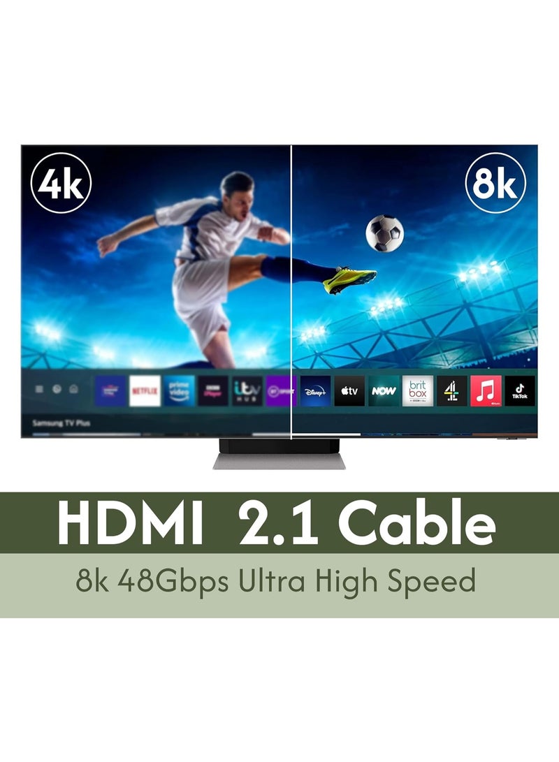 كابل HDMI بدقة 8K–4K بطول 1.5 متر – سرعة عالية 48 جيجابت/ثانية، إصدار 2.1، بدقة Ultra HD، يدعم HDR وARC، متوافق مع 8K/4K/2K/1440P/1080P – أسود - Image 3
