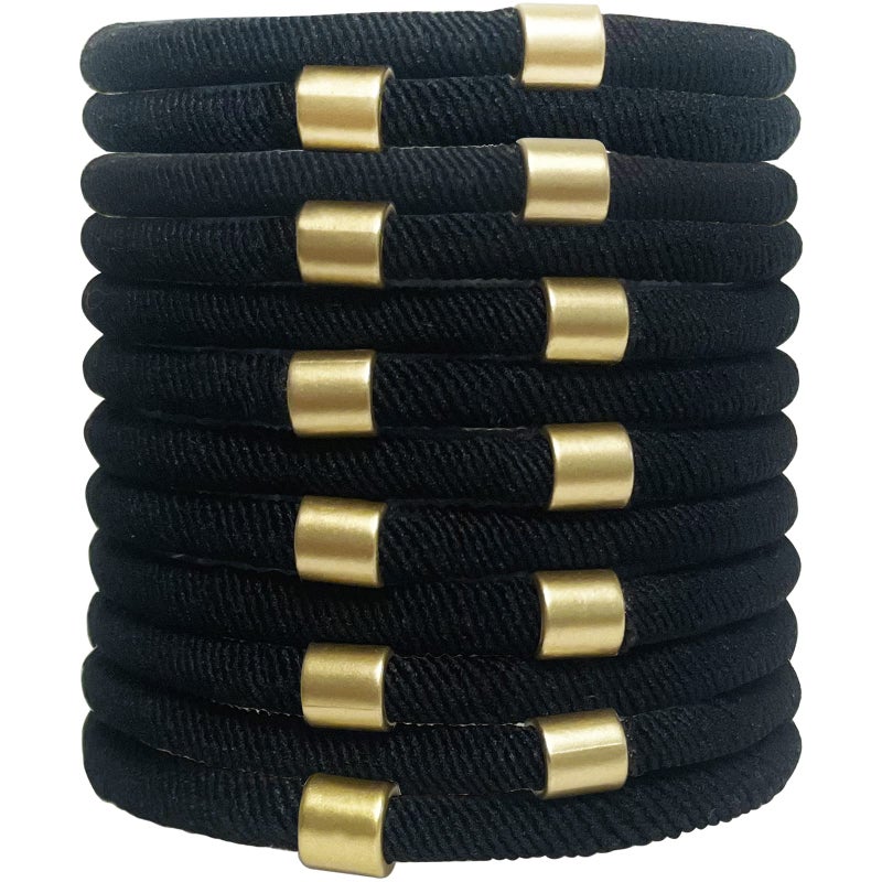 UDeBe Womens Hair Ties Bracelets for Thick or Curly Hair 12 Counts Fashion Metal Hair Bracelets Strong Stretchy No Damage No Crease Ponytail Holders
