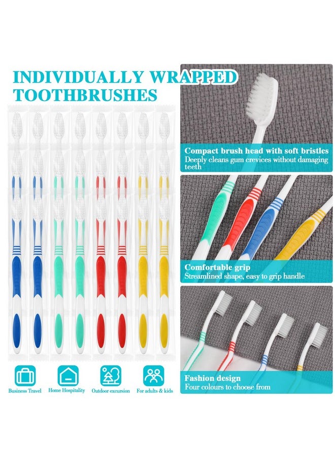 Mifoci Mifoci 300 Pcs Toothbrushes Bulk Individually Wrapped Toothbrushes with Dental Floss Set 100 Soft Bristle Toothbrushes 200 Floss for Travel Office School Hotel Guest Homeless Holiday Gifts  - Image 2