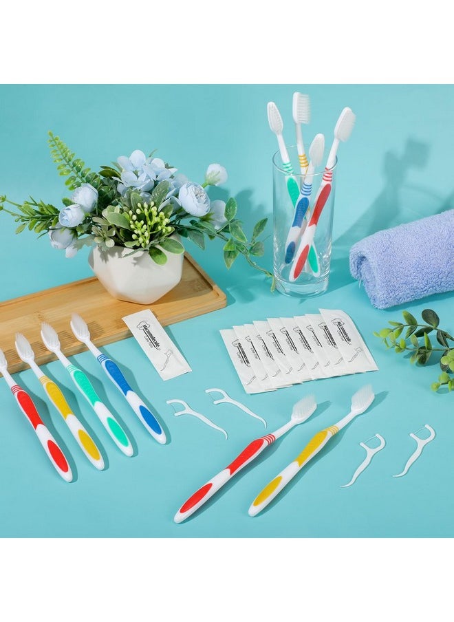Mifoci Mifoci 300 Pcs Toothbrushes Bulk Individually Wrapped Toothbrushes with Dental Floss Set 100 Soft Bristle Toothbrushes 200 Floss for Travel Office School Hotel Guest Homeless Holiday Gifts  - Image 4