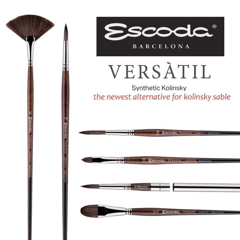 Escoda Versatil 1540 Series Artist Watercolor and Acrylic Paint Brush, Short Handle, Pointed Round, Size 2/0 - Image 4