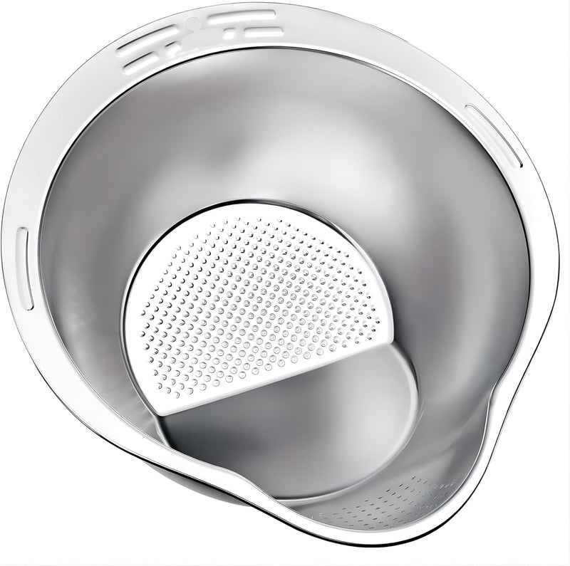 Premium Rice Filter - Durable Stainless Steel Kitchen Gadget for Precise Washing and Draining with Stable Base for Soaking and Water Drainage, Silver Finish for Elegant Look - Image 1