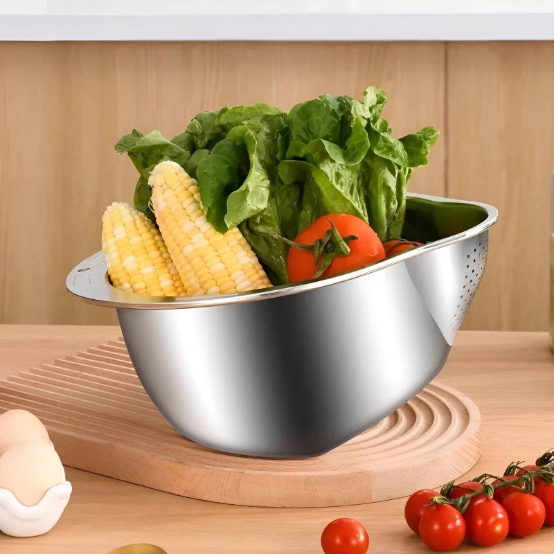 Premium Rice Filter - Durable Stainless Steel Kitchen Gadget for Precise Washing and Draining with Stable Base for Soaking and Water Drainage, Silver Finish for Elegant Look - Image 4