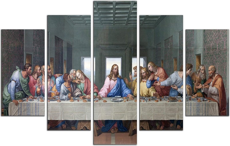 NAN Wind 5 Piece Large Size the Last Supper by Leonardo da Vinci Classic Art Print Wall Picture Giclee Canvas Prints Wall Art for Home Decor Ready to Hang - Image 2