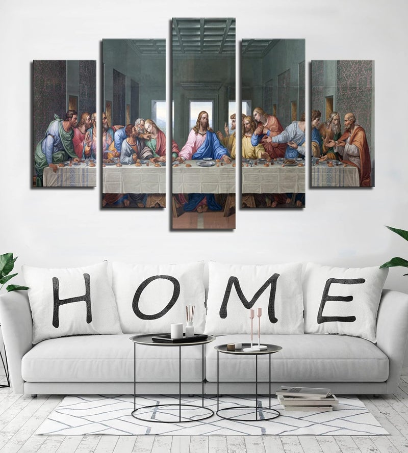 NAN Wind 5 Piece Large Size the Last Supper by Leonardo da Vinci Classic Art Print Wall Picture Giclee Canvas Prints Wall Art for Home Decor Ready to Hang - Image 4