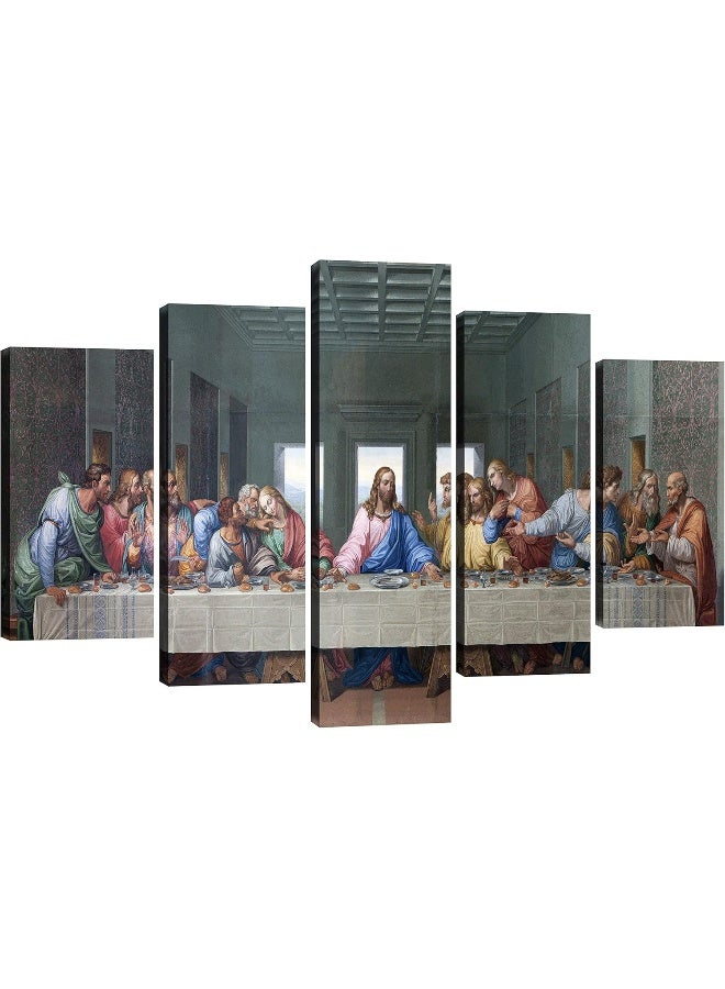 NAN Wind 5 Piece Large Size the Last Supper by Leonardo da Vinci Classic Art Print Wall Picture Giclee Canvas Prints Wall Art for Home Decor Ready to Hang - Image 1