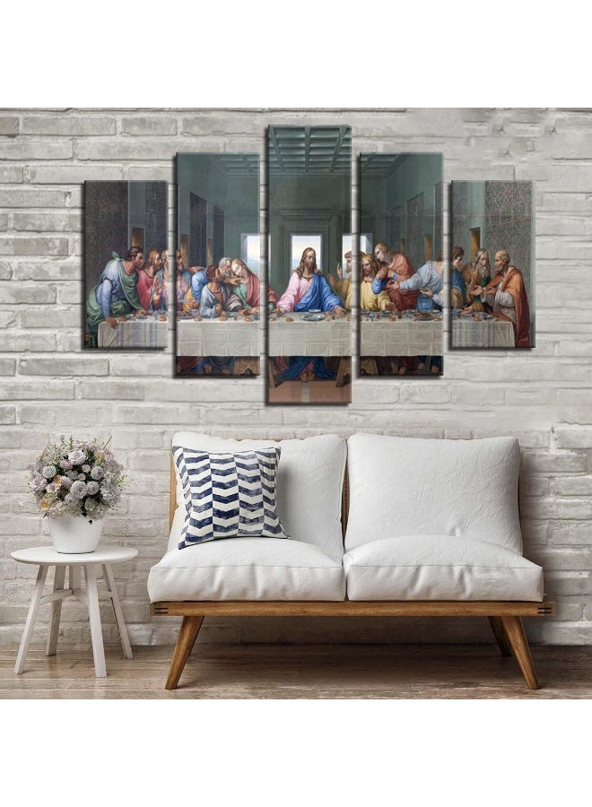 NAN Wind 5 Piece Large Size the Last Supper by Leonardo da Vinci Classic Art Print Wall Picture Giclee Canvas Prints Wall Art for Home Decor Ready to Hang - Image 3