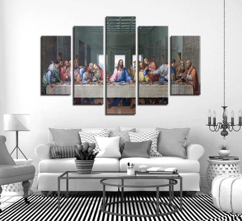 NAN Wind 5 Piece Large Size the Last Supper by Leonardo da Vinci Classic Art Print Wall Picture Giclee Canvas Prints Wall Art for Home Decor Ready to Hang - Image 5