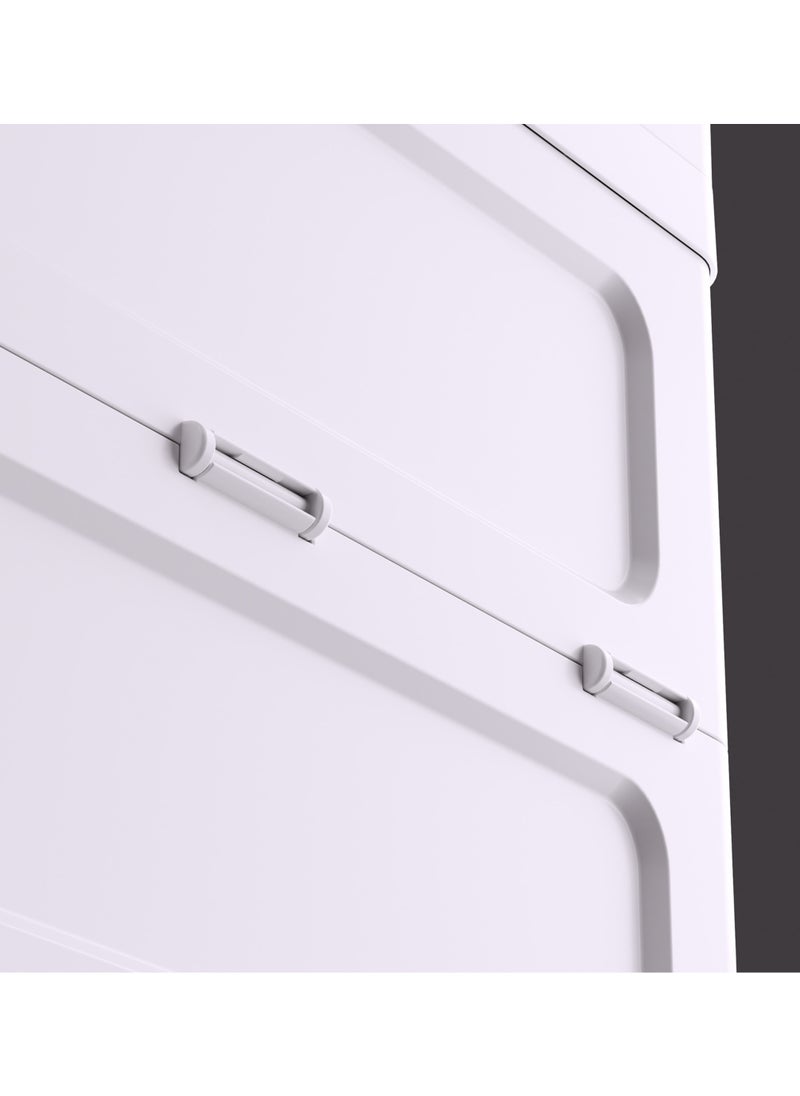 Old_Feller - 4-Layer Installation-Free Folding Multi-Functional Storage Cabinet With Lids & Silent Wheels, Stackable Storage Bins for Bedroom,Kitchen, Living Room,Toy Room With Double-Sided Door - Image 1