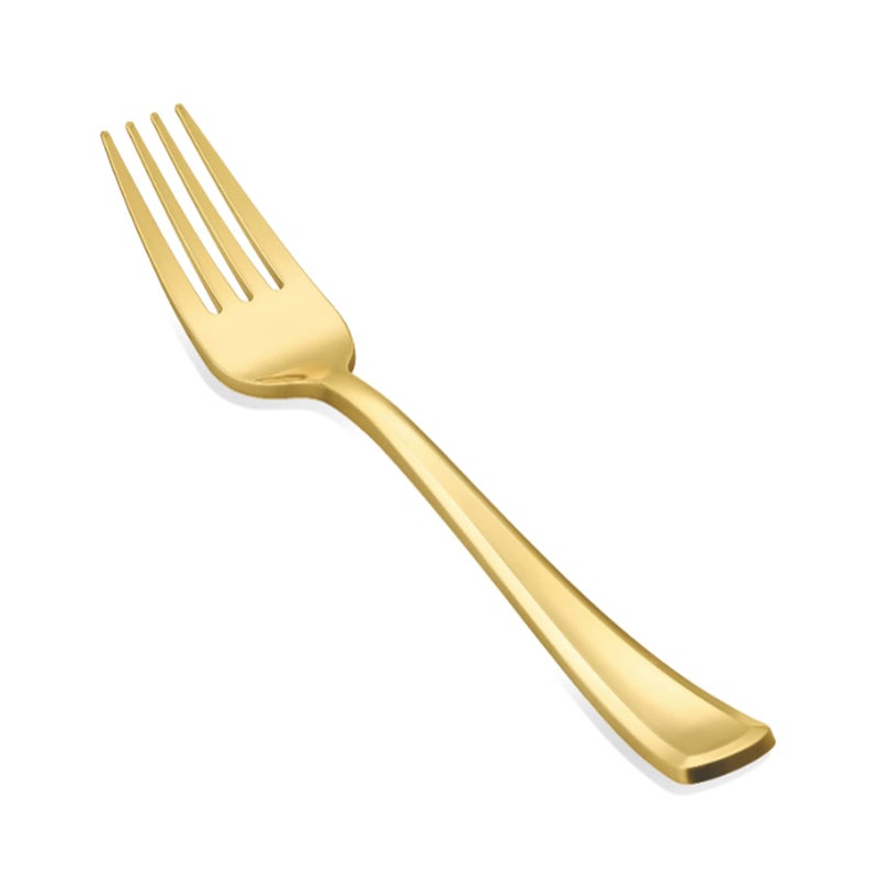 N9R 312 PCS Gold Plastic Forks Solid Durable and Heavy Duty Plastic Forks Perfect Utensils for Parties Weddings and other Formal Events