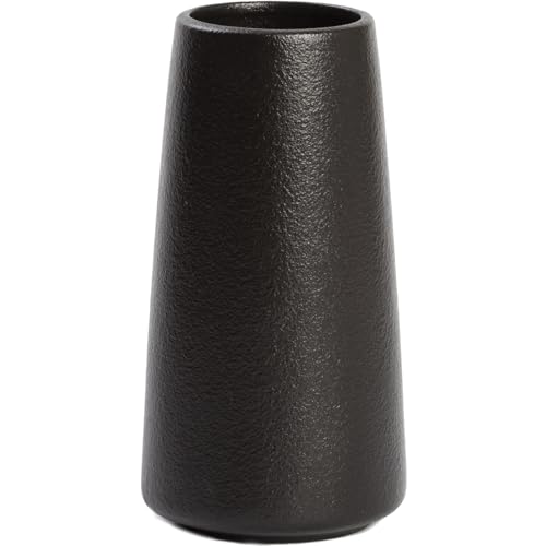 HUBUISH Matte Black Vase - 8" Big Black Ceramic vase for Flower, Simple Vases for Pampas Grass, Minimalist Farmhouse Boho vases for Centerpieces, Home Decor, Bathroom Decor - Image 1