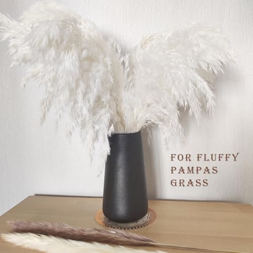 HUBUISH Matte Black Vase - 8" Big Black Ceramic vase for Flower, Simple Vases for Pampas Grass, Minimalist Farmhouse Boho vases for Centerpieces, Home Decor, Bathroom Decor - Image 5
