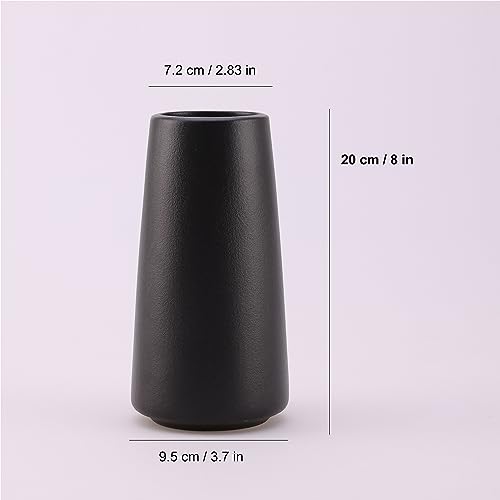 HUBUISH Matte Black Vase - 8" Big Black Ceramic vase for Flower, Simple Vases for Pampas Grass, Minimalist Farmhouse Boho vases for Centerpieces, Home Decor, Bathroom Decor - Image 2