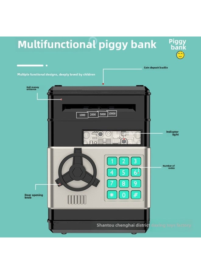 Special Gift For Children Password Cash Machine Atm Automatic Roll Money Piggy Bank Coin Piggy Bank Toy-Color:Black And Red Piggy Bank  - Image 5