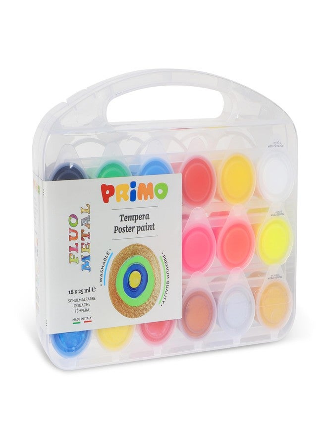 PRIMO Premium Tempera Paint Pot Carry Set, 18-Color Set, Bright Colors, Water-Based, For Young Artists - Image 2