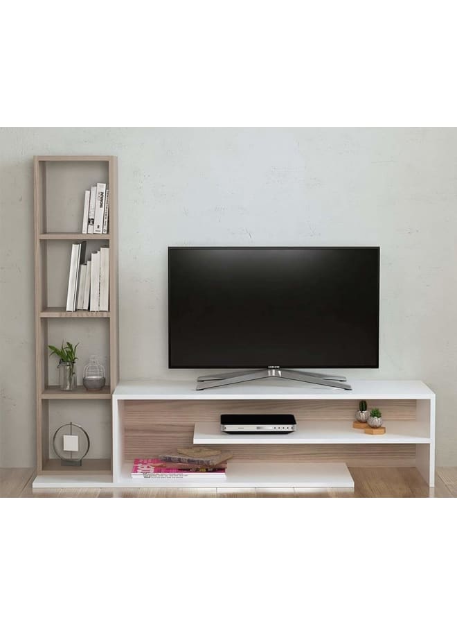 ريترو RA-U48 ترابيزة تلفزيون 160×122×30سم - بني×أبيض - Image 1