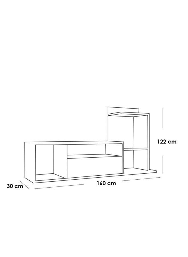 ريترو RA-U48 ترابيزة تلفزيون 160×122×30سم - بني×أبيض - Image 2